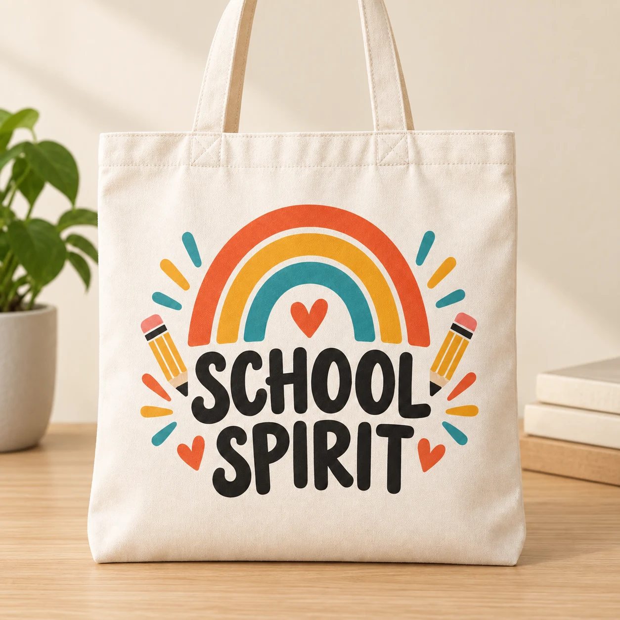 School Spirit tasarımlı bez çanta; temsili ürün görseli